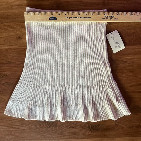 Universal Thread Cream Ribbed Ruffle-Hem Midi Skirt - Picture 3 of 7